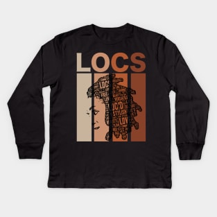 Locs Vintage Retro Words in Hair Kids Long Sleeve T-Shirt